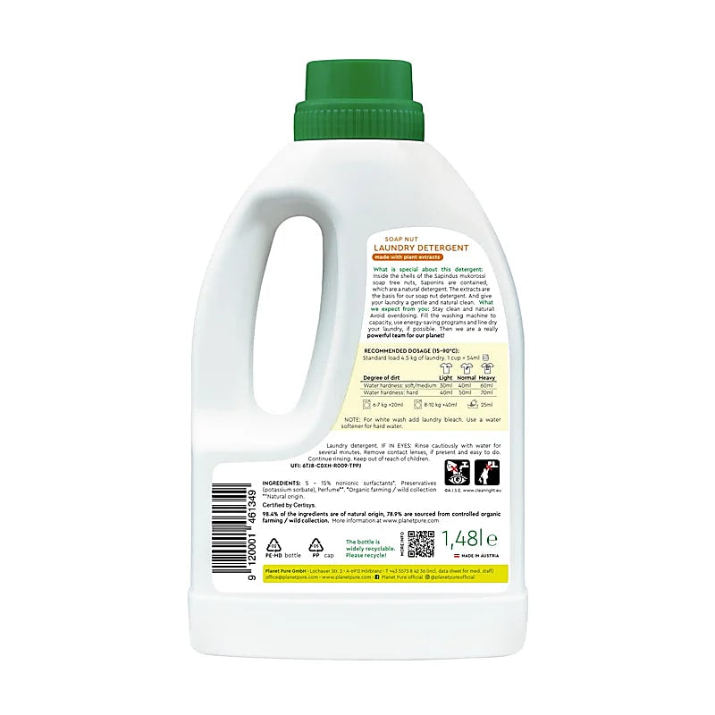 ΒΙΟ Planet Pure-Οργανικό υγρό Απορρυπαντικό Ρούχων-Soap Nut με φυτικά εκχυλίσματα-Universal Περιεκτικότητα 1480ml για 37 πλύσεις - mykarma.gr