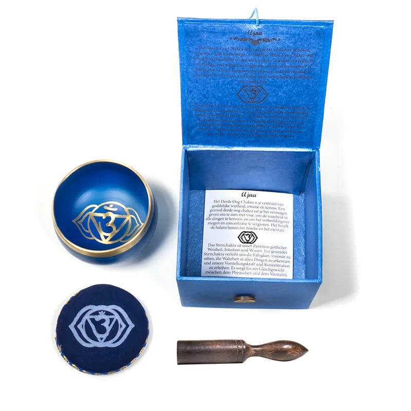 Σετ μουσικό μεταλλικό Singing Bowl 6o Chakra Third Eye Ajna με ραβδί & μαξιλάρι δώρο-indigo Διαστάσεις: 7,6 εκ Βάρος: 230 γρ - mykarma.gr