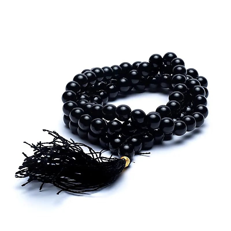 Mala Μαύρος Όνυχας (Black Onyx) - ποιότητα AA - 108 χάντρες των 0,6 cm - mykarma.gr