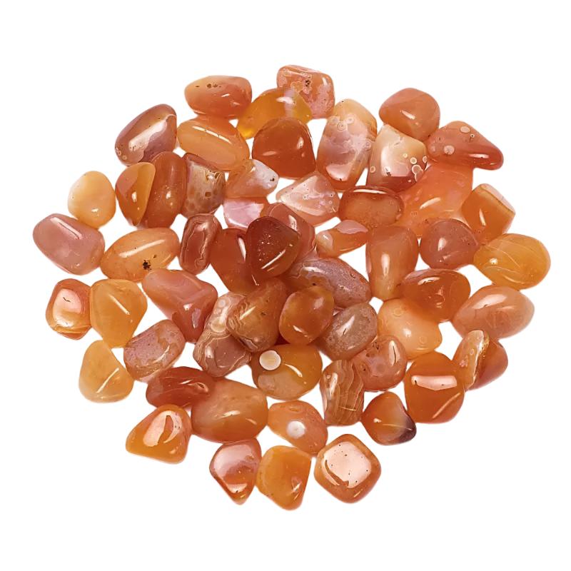 Φυσικό ορυκτό πέτρωμα- Καρνεόλη (Carnelian)-μικρές γυαλισμένες πέτρες Βάρος: 100γρ Μέγεθος: 0,5 -1 εκ - mykarma.gr