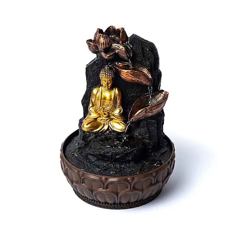 Συντριβάνι Βούδας σε Διαλογισμό με Λωτό Διαστάσεις: 19,5 Χ 19,5 Χ 27 εκ - mykarma.gr