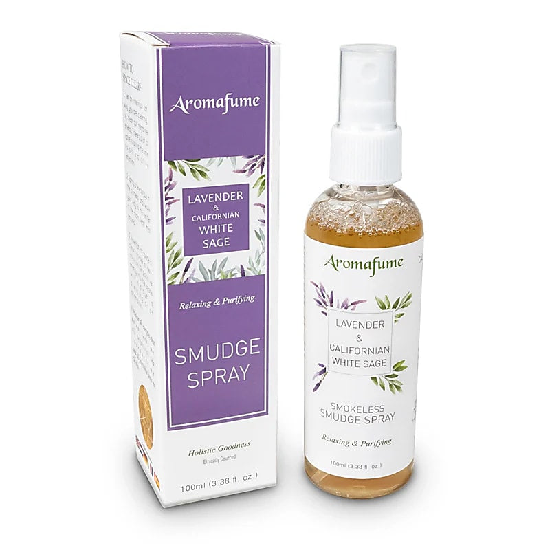 Smudge Spray for Relaxing & Purifying - Φυσικό Σπρέι δωματίου με Λευκό Φασκόμηλο & Λεβάντα για καθαρισμό χώρου με αιθέρια έλαια 100 ml | Αιθέριο Έλαιο - mykarma.gr