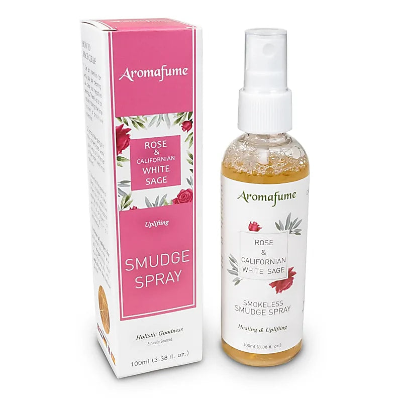 Smudge Spray for Uplifting - Φυσικό Σπρέι δωματίου με Λευκό Φασκόμηλο & Τριαντάφυλλο για καθαρισμό χώρου με αιθέρια έλαια 100 ml | Αιθέριο Έλαιο - mykarma.gr
