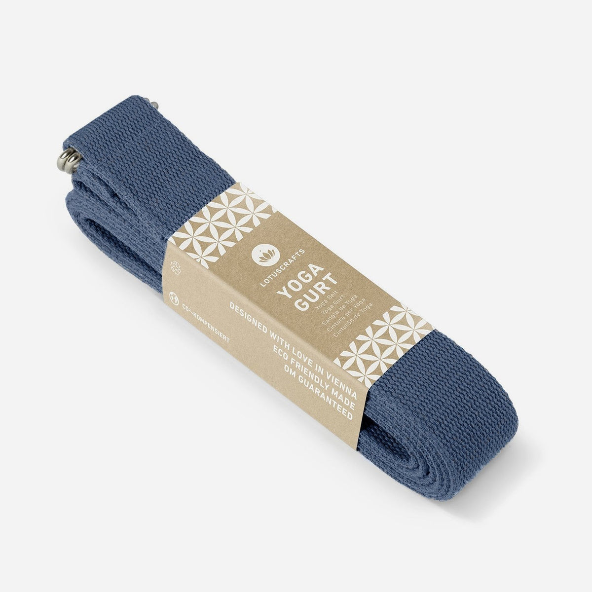 Lotuscrafts Ιμάντας γιόγκα D-Ring - marine blue - BIO βαμβάκι 250x3,8 εκ - mykarma.gr