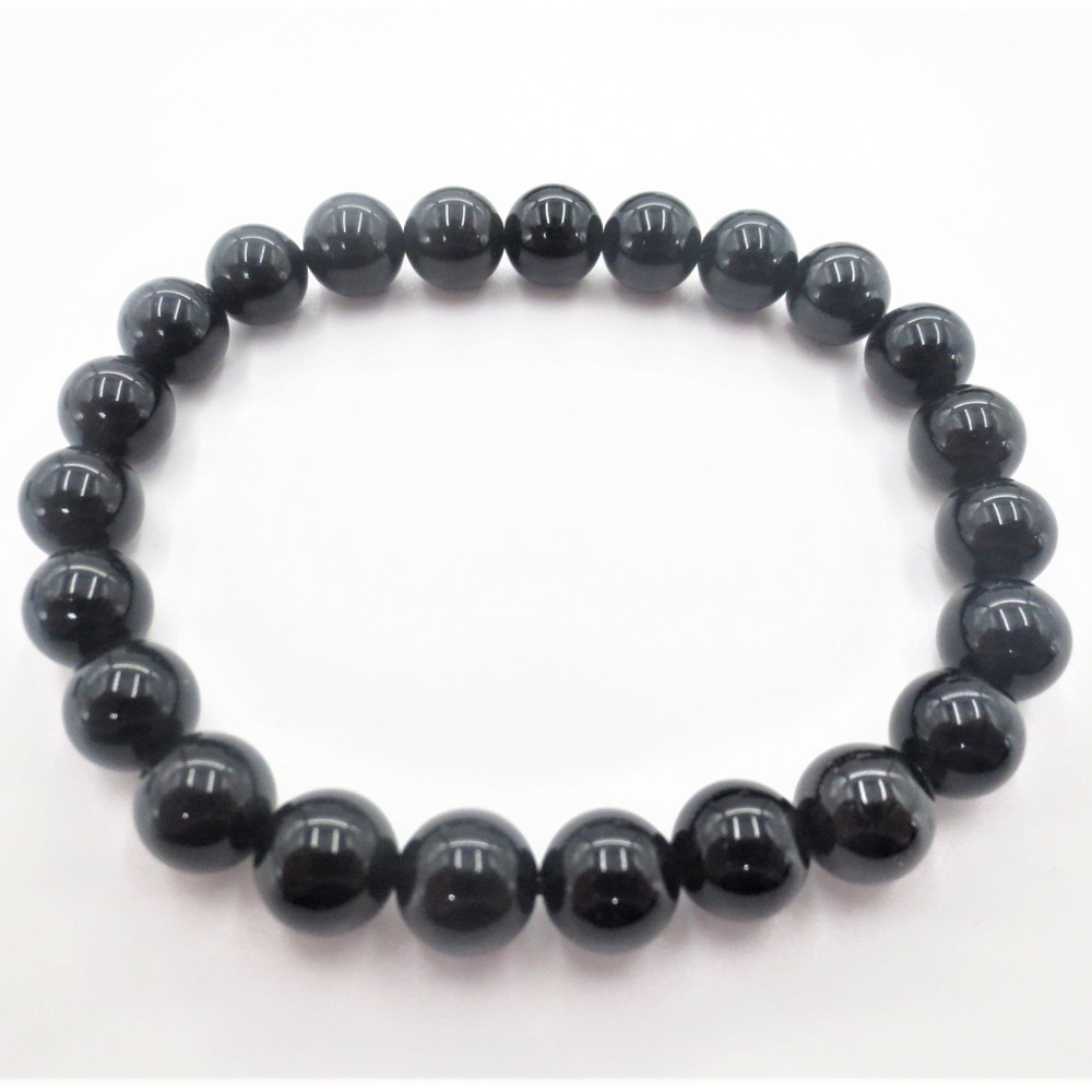Βραχιόλι - Μαύρη Τουρμαλίνη (Black Tourmaline)-ελαστικό Χάντρες 0,5 cm - mykarma.gr