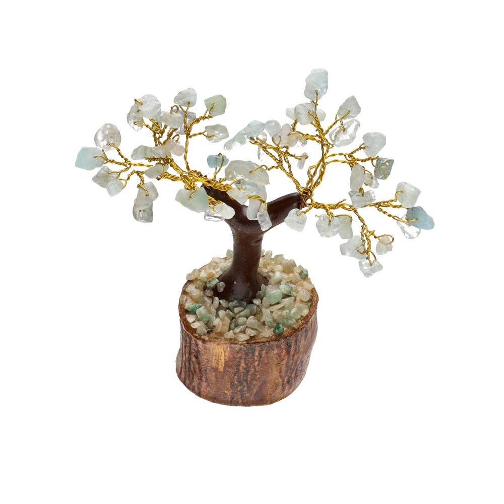 «Δέντρο της Ζωής» για Τύχη & Αφθονία με Ημιπολύτιμους λίθους Ακουαμαρίνη (Aquamarine) Υψος ±11 cm