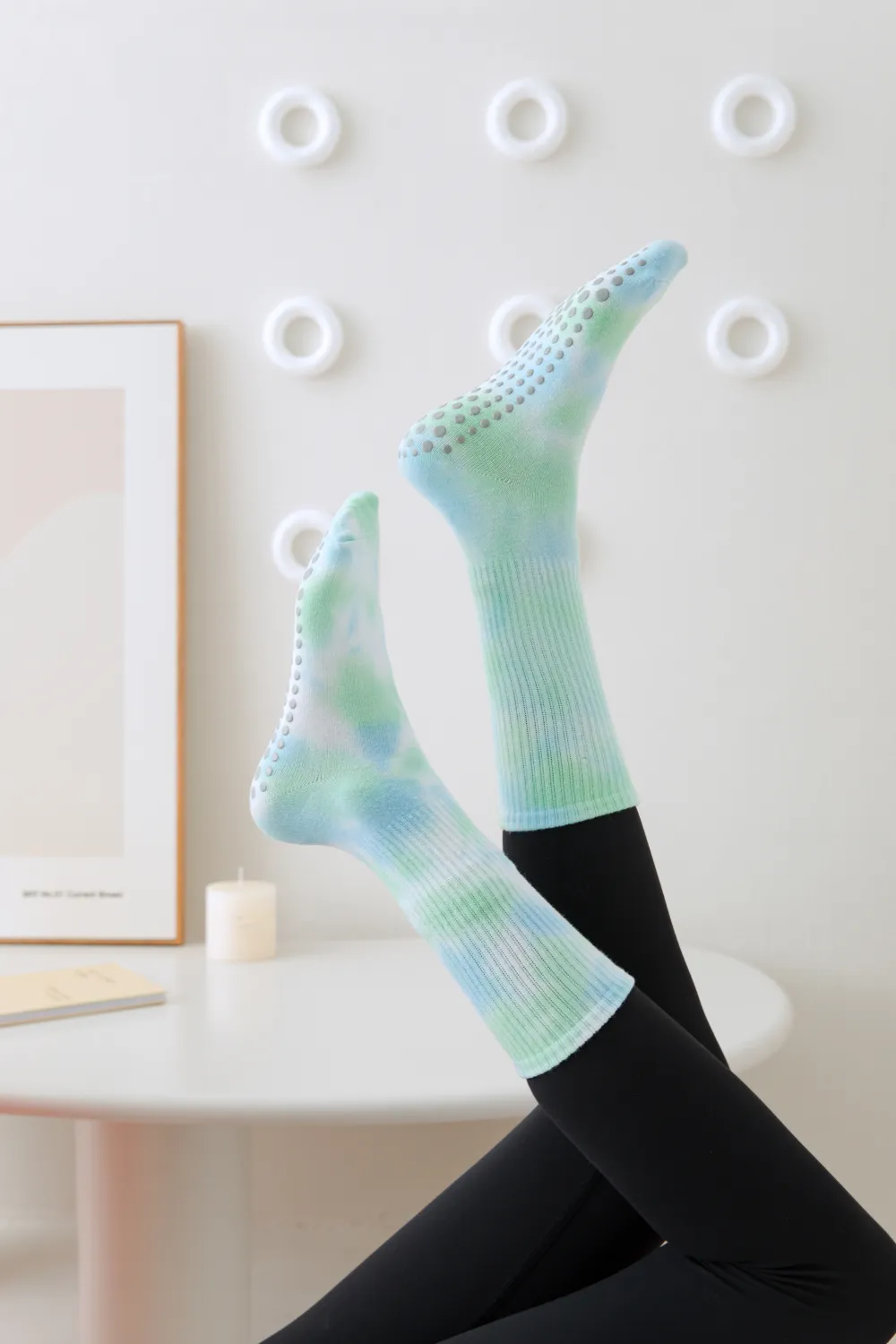 Αντιολισθητικές Ψηλές Κάλτσες - Tie-Dye Non-Slip Socks – Yoga & Pilates No 36-41