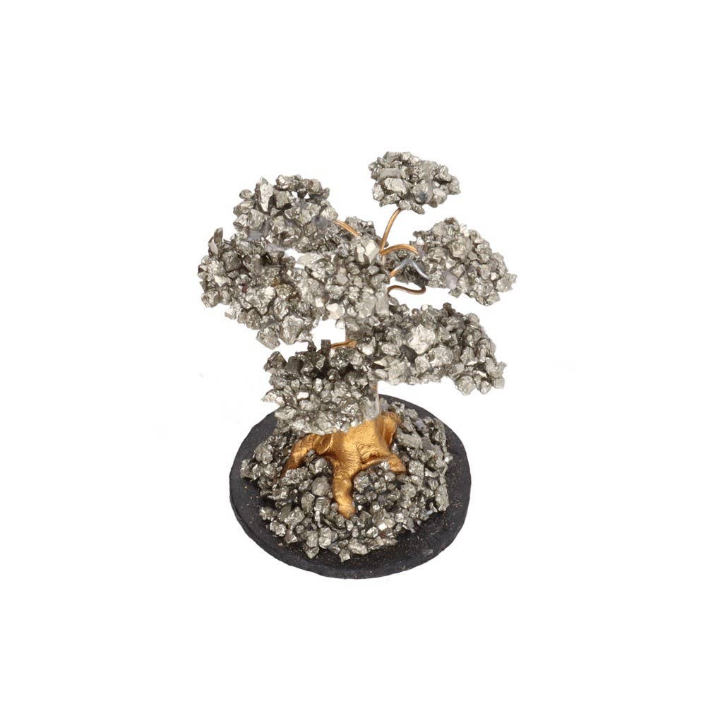 «Δέντρο της Ζωής» για Τύχη & Αφθονία με Ημιπολύτιμους λίθους Πυρίτη σε Βάση από Πυριτη (Pyrite) Διαστάσεις: ~4,5 × 7 cm Βάρος: ~40 g