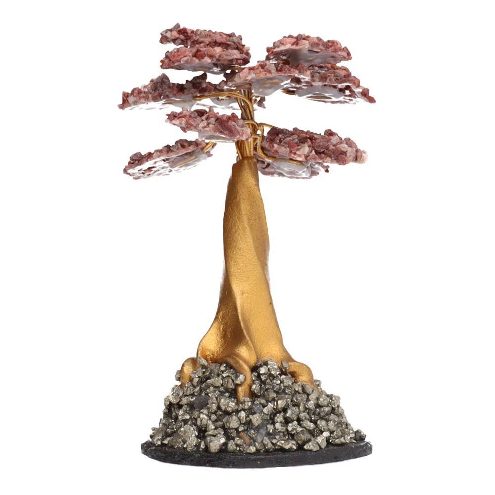 «Δέντρο της Ζωής» για Τύχη & Αφθονία με Ημιπολύτιμους λίθους Κόκκινο Ίασπι (Red Jasper) σε Βάση από Πυριτη (Pyrite) Διαστάσεις: ~4,5 × 7 cm Βάρος: ~40 g