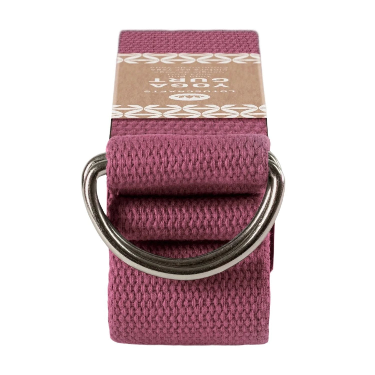 Lotuscrafts Ιμάντας γιόγκα D-Ring - aubergine - BIO βαμβάκι 250x3,8 εκ - mykarma.gr
