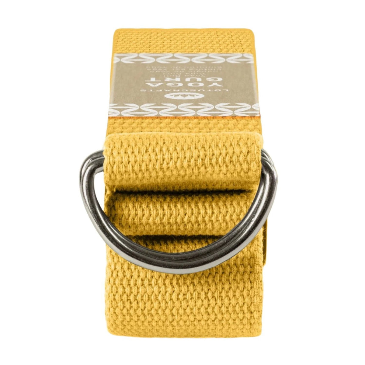Lotuscrafts Ιμάντας γιόγκα D-Ring - safran yellow - BIO βαμβάκι 250x3,8 εκ - mykarma.gr