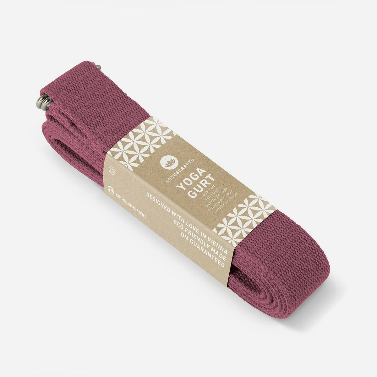 Lotuscrafts Ιμάντας γιόγκα D-Ring - aubergine - BIO βαμβάκι 250x3,8 εκ - mykarma.gr