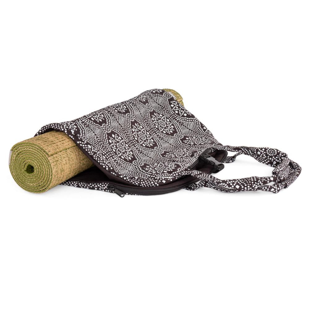 Bodhi Yoga Mat Bag Namaste Maharaja - Πολυλειτουργική Τσάντα Μεταφοράς για στρώμα - βαμβάκι - Black/White - mykarma.gr