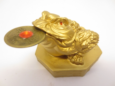 Μικρό αγαλματάκι Feng Shui Βάτραχος της Τύχης & Αφθονίας - χρυσό χρώμα Διαστάσεις: 6 x 7 εκ