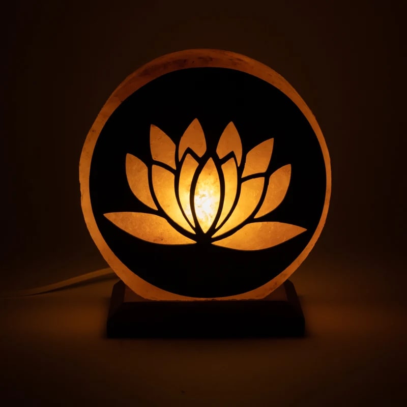 Λάμπα απο αλάτι Ιμαλαΐων - “Lotus” Πορτοκαλί-Καλώδιο + LED Βάρος: 5 kg Διαστάσεις: ± 22x19x10 εκ - mykarma.gr