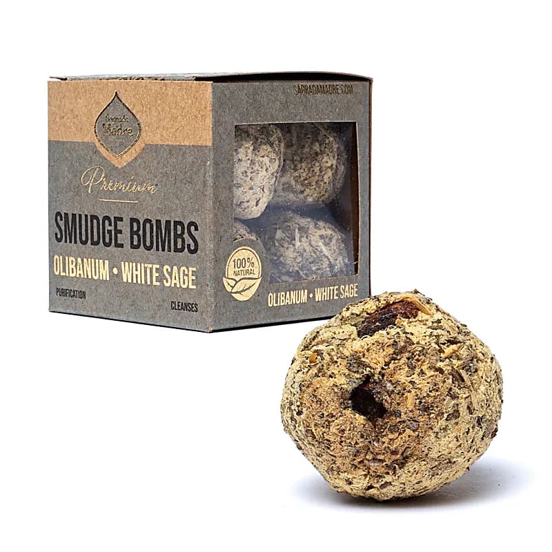 Θυμίαμα Sagrada Madre Premium Smudge Bombs με Λιβάνι & Λευκό Φασκόμηλο (Olibanum & White Sage) 8τμχ Βάρος: ±65 gr - mykarma.gr