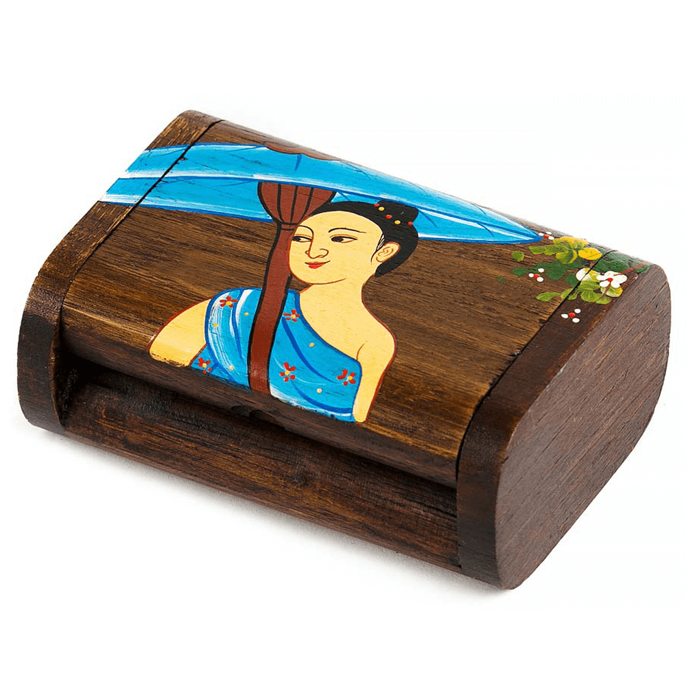 Ξύλινο κουτάκι με κοπέλα 12 εκ x 8 εκ - mykarma.gr