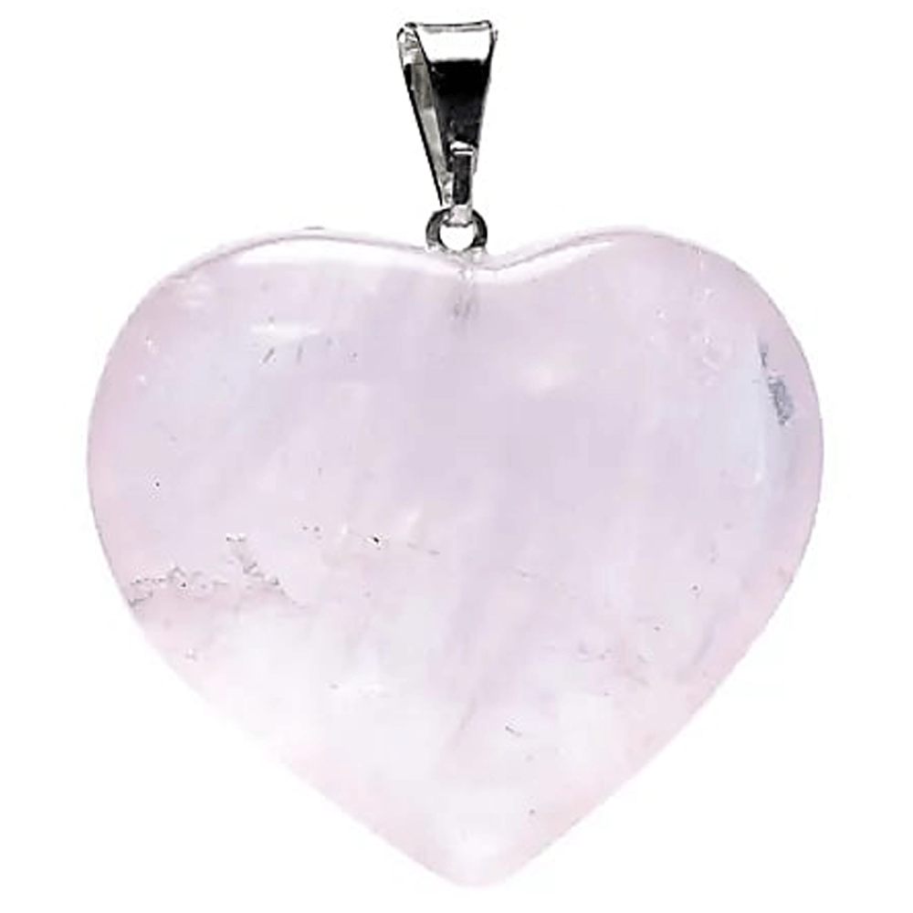 Κρεμαστό κόσμημα-μενταγιόν σε σχήμα καρδιάς-Ροζ Χαλαζίας(Rose Quartz).Διαστάσεις: 2,5 εκ - mykarma.gr