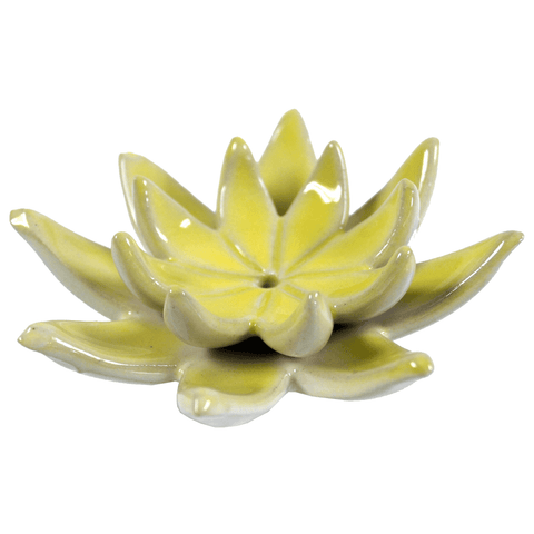 Κεραμική Βάση Στικ Lotus - Κίτρινη. Διαστάσεις: 3,5x10 cm - mykarma.gr
