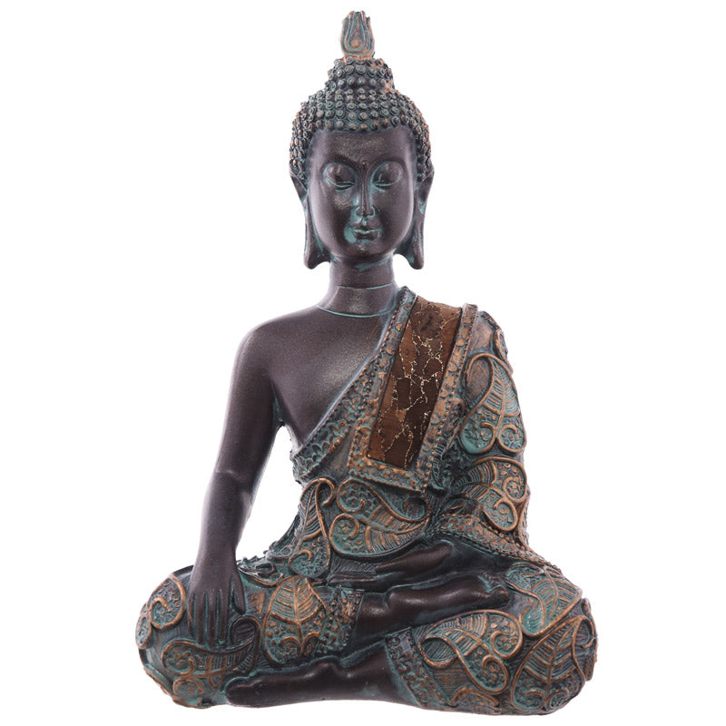 Άγαλμα μικρός καθιστός Thai Βούδας καφέ με εφέ οξείδωσης χαλκού.Βαρος 165g 10 x 6 x15cm - mykarma.gr