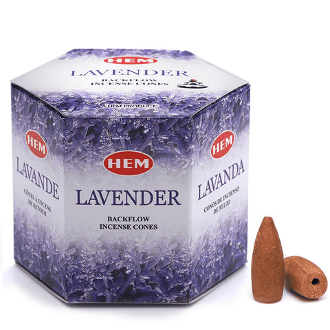 Κώνοι θυμιάματος ανάστροφης ροής HEM Backflow Lavender - Λεβάντα. Περιέχει 40 κώνους - mykarma.gr