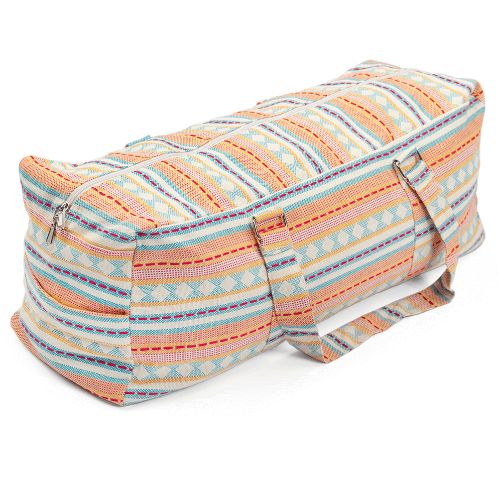 Bodhi Yoga Kit Mat Bag Ethno - Τσάντα Μεταφοράς για στρώμα - βαμβάκι - Apricot/Light blue . Διαστάσεις 63cm x 20cm x 23cm - mykarma.gr