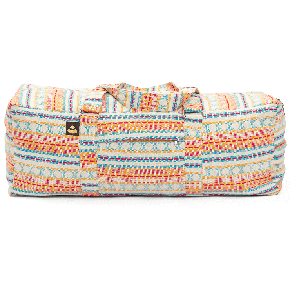 Bodhi Yoga Kit Mat Bag Ethno - Τσάντα Μεταφοράς για στρώμα - βαμβάκι - Apricot/Light blue . Διαστάσεις 63cm x 20cm x 23cm - mykarma.gr