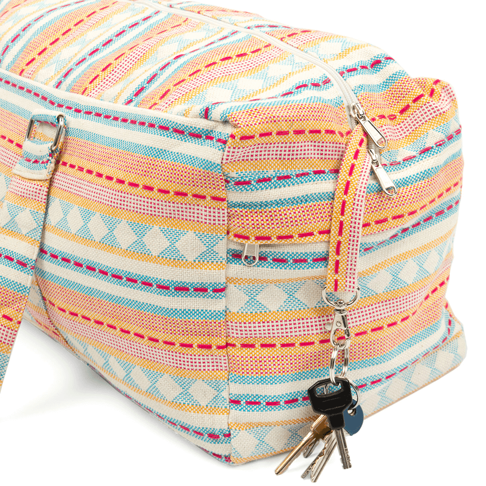 Bodhi Yoga Kit Mat Bag Ethno - Τσάντα Μεταφοράς για στρώμα - βαμβάκι - Apricot/Light blue . Διαστάσεις 63cm x 20cm x 23cm - mykarma.gr