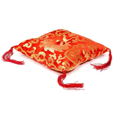 Κόκκινο μαξιλάρι Στήριξης για Singing Bowl με σχέδιο λουλουδιών  Διαστάσεις: 21 × 21 × 6 cm - mykarma.gr