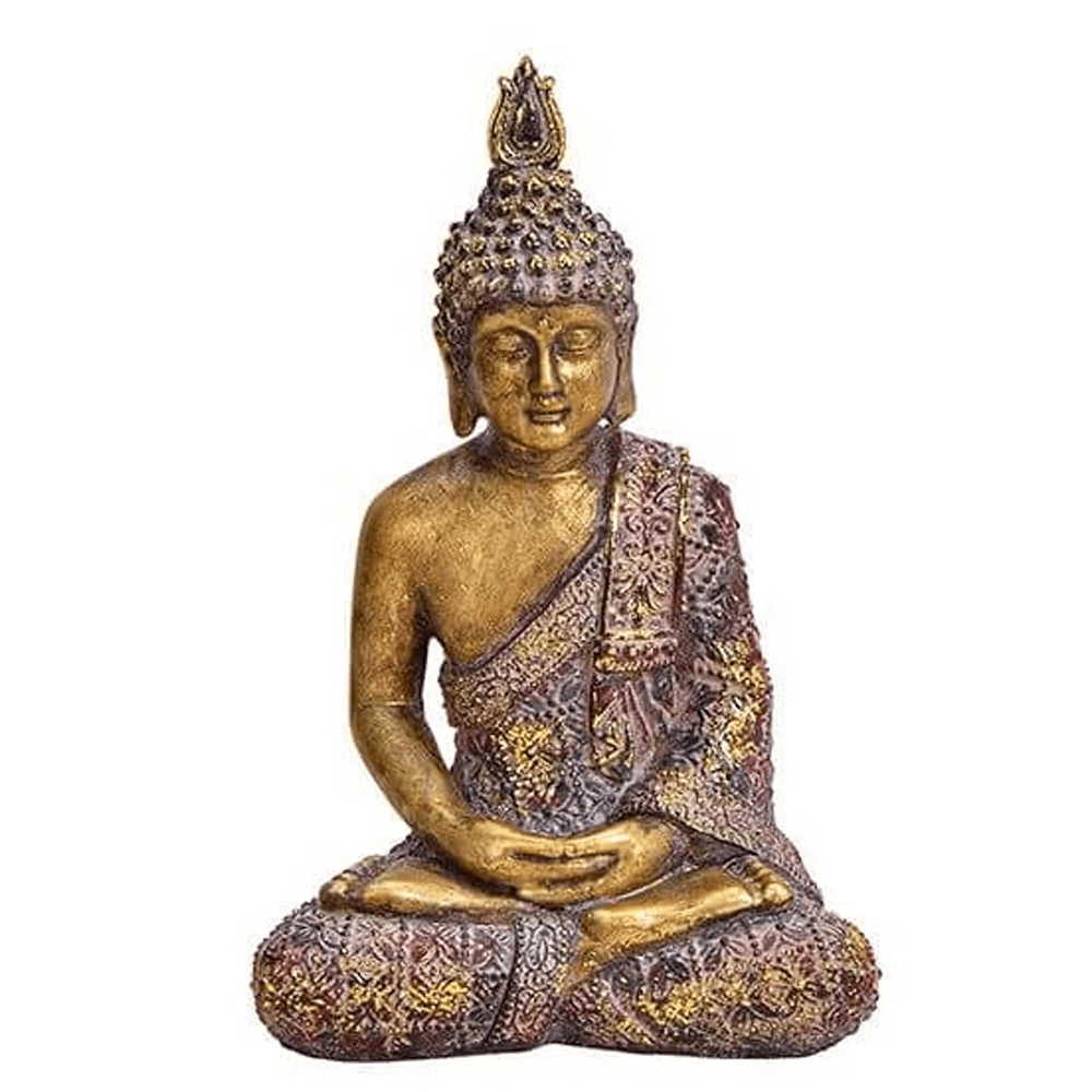 Καθιστός διαλογιζόμενος βούδας-πολύχρωμο με χρυσό glitter.Διαστάσεις 13 x 20 x 8 cm. - mykarma.gr