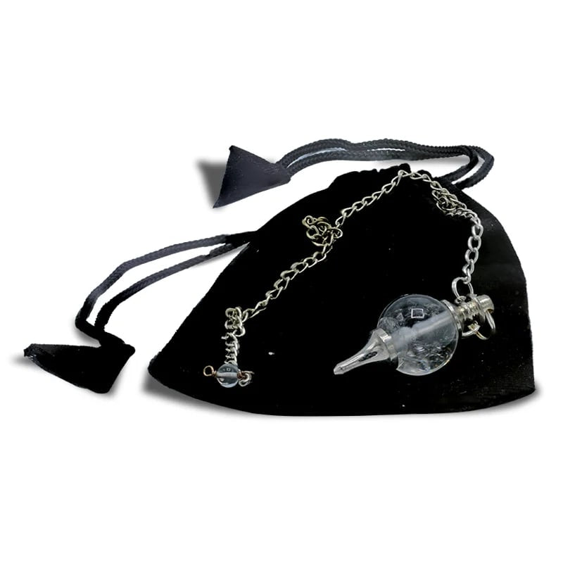 Εκκρεμές (Pendulum) Rock Crystal-Λευκός Χαλαζίας- σφαιρικό σχήμα - σε μέταλλο.Βάρος: 12 g.Διαστάσεις: 3,5 × 1,7 εκ - mykarma.gr