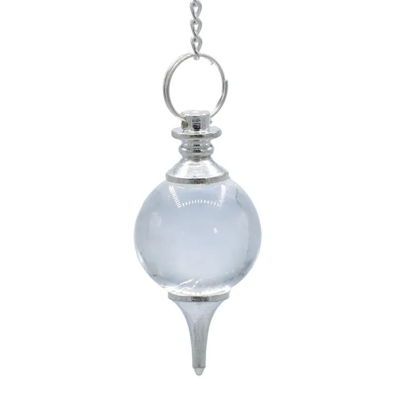 Εκκρεμές (Pendulum) Λευκός Χαλαζίας (Rock Crystal) & 7 Chakra ημιπολύτιμες πέτρες - σφαιρικό σχήμα - σε μέταλλο.Βάρος: 24 g.Διαστάσεις: 4 εκ - mykarma.gr
