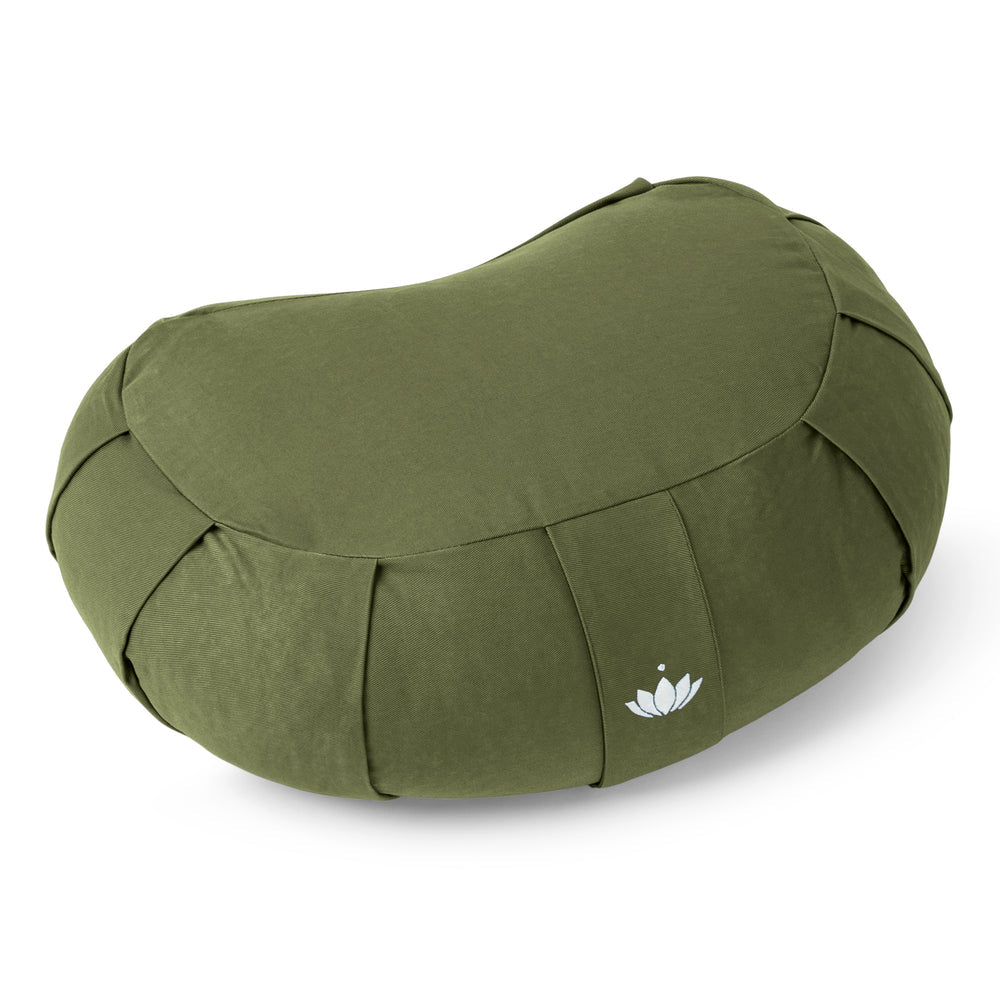 Lotuscrafts Μισοφέγγαρο Μαξιλάρι διαλογισμού Zafu Oil Green - οργανικό βαμβάκι .Μέγεθος: 42 x 30 x 15 εκ.Βάρος: 1,7 κιλά - mykarma.gr