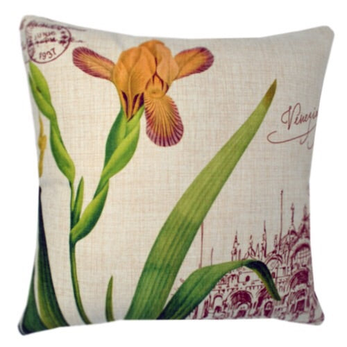 Μαξιλάροθήκη με κίτρινο λουλούδι.Διαστάσεις 44 x 44cm. - mykarma.gr