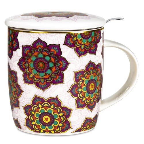 Ενα υπέροχο δώρο! Tea Infuser-Κούπα Mandala Κόκκινη.Υλικό:Πορσελάνη Περιεκτικότητα:400ml. - mykarma.gr