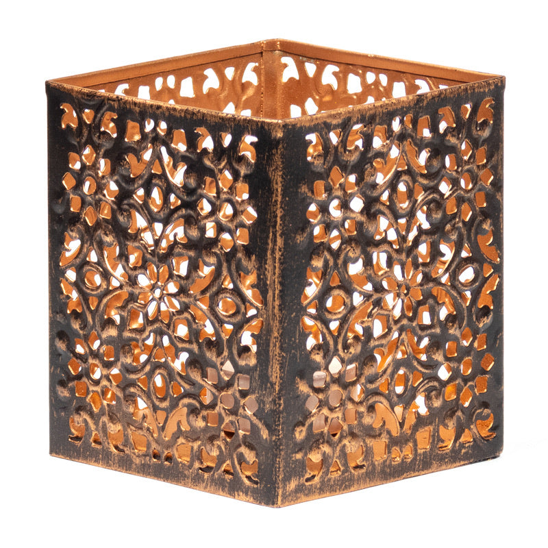 Ατμοσφαιρικό φωτισμό Λουλούδια - τετράγωνο. Διαστάσεις: 10 × 8 x 8,5 εκ - mykarma.gr