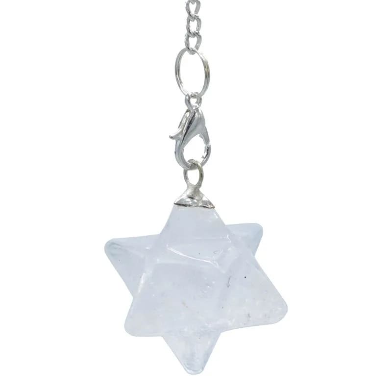 Εκκρεμές (Pendulum) Λευκός Χαλαζίας (Rock Crystal) Merkaba - οκταπλό (2 πυραμίδες) Διαστάσεις: 3 εκ Βάρος:16 γ - mykarma.gr