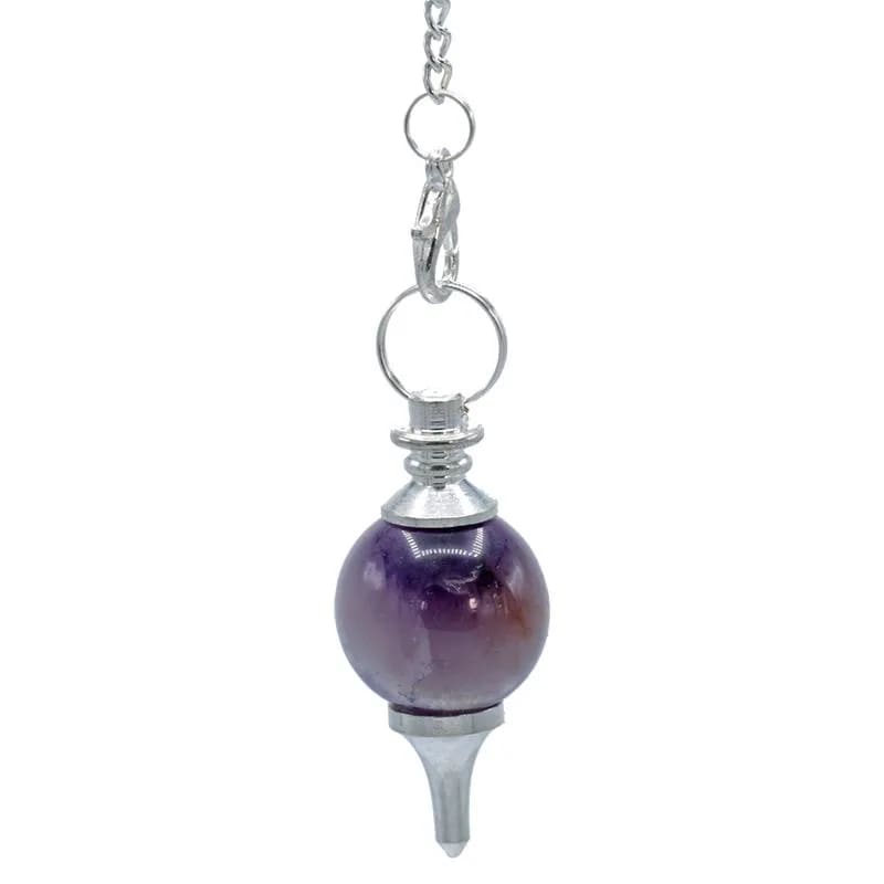Εκκρεμές (Pendulum) Amethyst -Αμέθυστος - σφαιρικό σχήμα - σε μέταλλο.Βάρος: 12 g.Διαστάσεις: 3,5 × 1,7 εκ - mykarma.gr