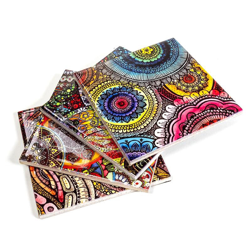 Κεραμικά σουβέρ Mandala σετ των 4.Διαστάσεις:10x10x0,5cm. - mykarma.gr