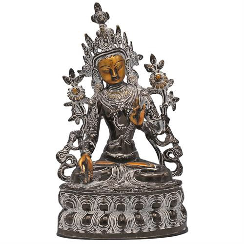 White Tara - Λευκή Τάρα- άσπρο φινίρισμα. Μέγεθος: 35,5cm Βάρος: 2500 γρ. Υλικό:Ορείχαλκος - mykarma.gr