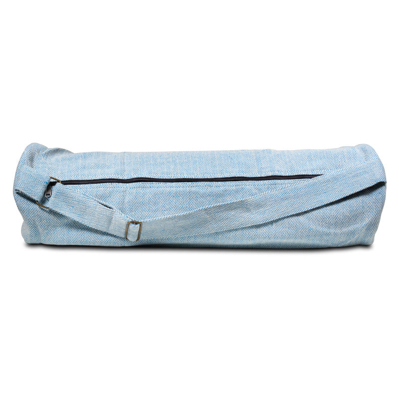 Βαμβακερή τσάντα γιόγκα με φερμουάρ και ρυθμιζόμενο ιμάντα μεταφοράς - τιρκουάζ. Διαστάσεις: 65 × 19 εκ - mykarma.gr