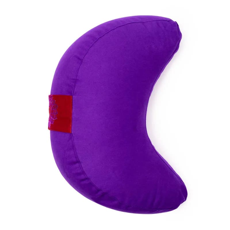 Μαξιλάρι διαλογισμού με σχήμα Ημισέληνο 7o Chakra -μωβ με κόκκινη κεντημένη λαβή.Διαστάσεις 33x13cm Βάρος 1300g - mykarma.gr