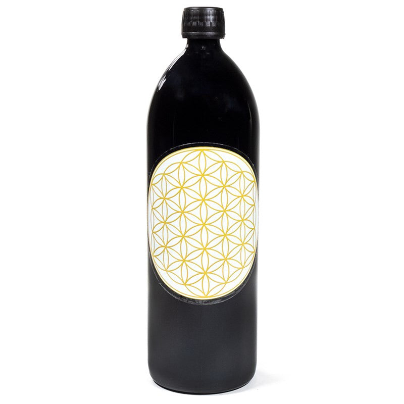 Μπουκάλι "Miron" Violet Glass - με Flower of Life - Όγκος: 1000 ml Ύψος 27,8 cm Διάμετρος 8,5 cm - mykarma.gr