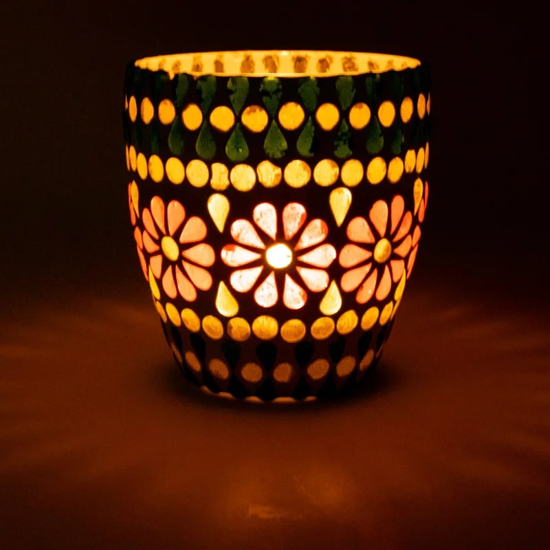 Φωτιστικό για ρεσώ Μωσαϊκό - πράσινο/κίτρινο. Διαστάσεις: 10 εκ. - mykarma.gr