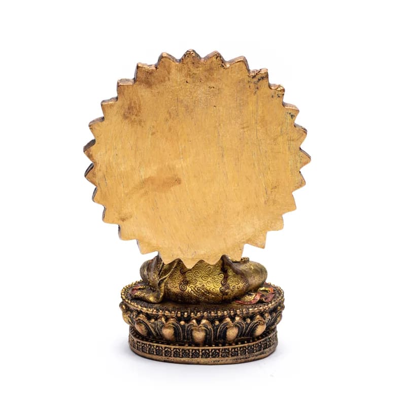 Άγαλμα του Βούδα της Επιβεβαίωσης με αύρα και θρόνο.Διαστάσεις: 12.8 x 8 x 18,5 cm Βάρος: 400 g - mykarma.gr