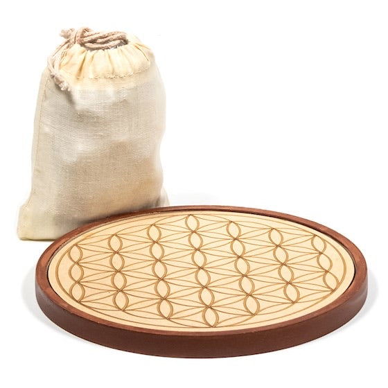 Wood Crystal Grid - Πλέγμα Κρυστάλλων Αγάπης-Love. Με 17 ημιπολύτιμους λίθους & ξύλο 15cm. - mykarma.gr