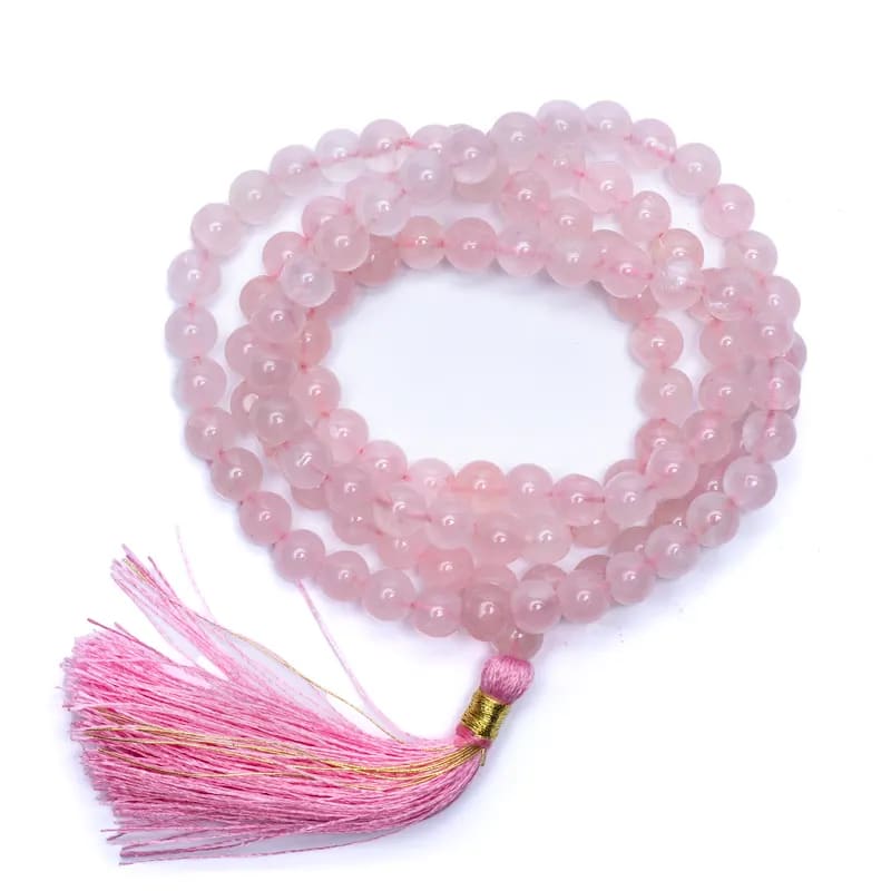 Mala Rose Quartz-Ροζ Χαλαζία - ποιότητα AAA- 108 χάντρες 0,7 cm + τσάντα - mykarma.gr