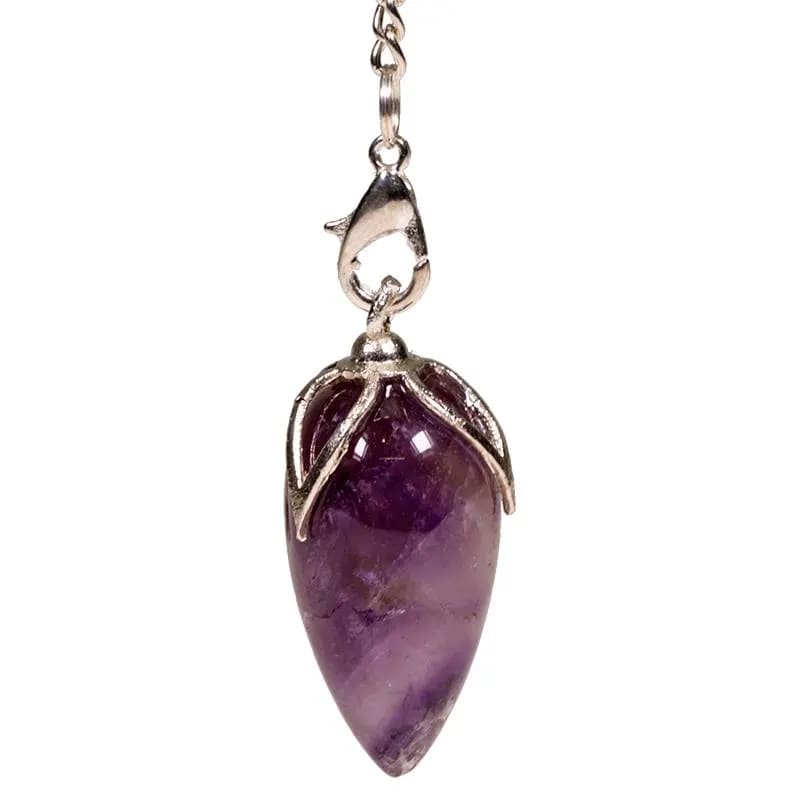 Εκκρεμές Lotus(Pendulum) - Αμέθυστος (Amethyst).Μέγεθος 2,5 x 3 cm.Βάρος 16 g - mykarma.gr
