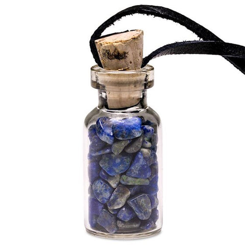 Φυσικό ορυκτό πέτρωμα σε γυάλινη συσκευασία δώρου με κορδόνι-Λάπις Λάζουλι(Lapis Lazuli).Διαστάσεις: 4 cm.Βάρος:14 γρ. - mykarma.gr