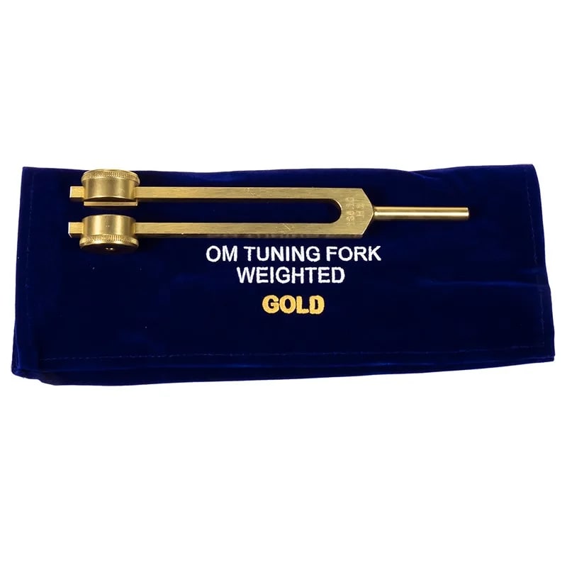 Tuning fork mid Ohm 136.10 Hz + Ραβδί. Υλικό:Αλουμίνιο Μέγεθος 20cm Χρώμα:Χρυσό. - mykarma.gr